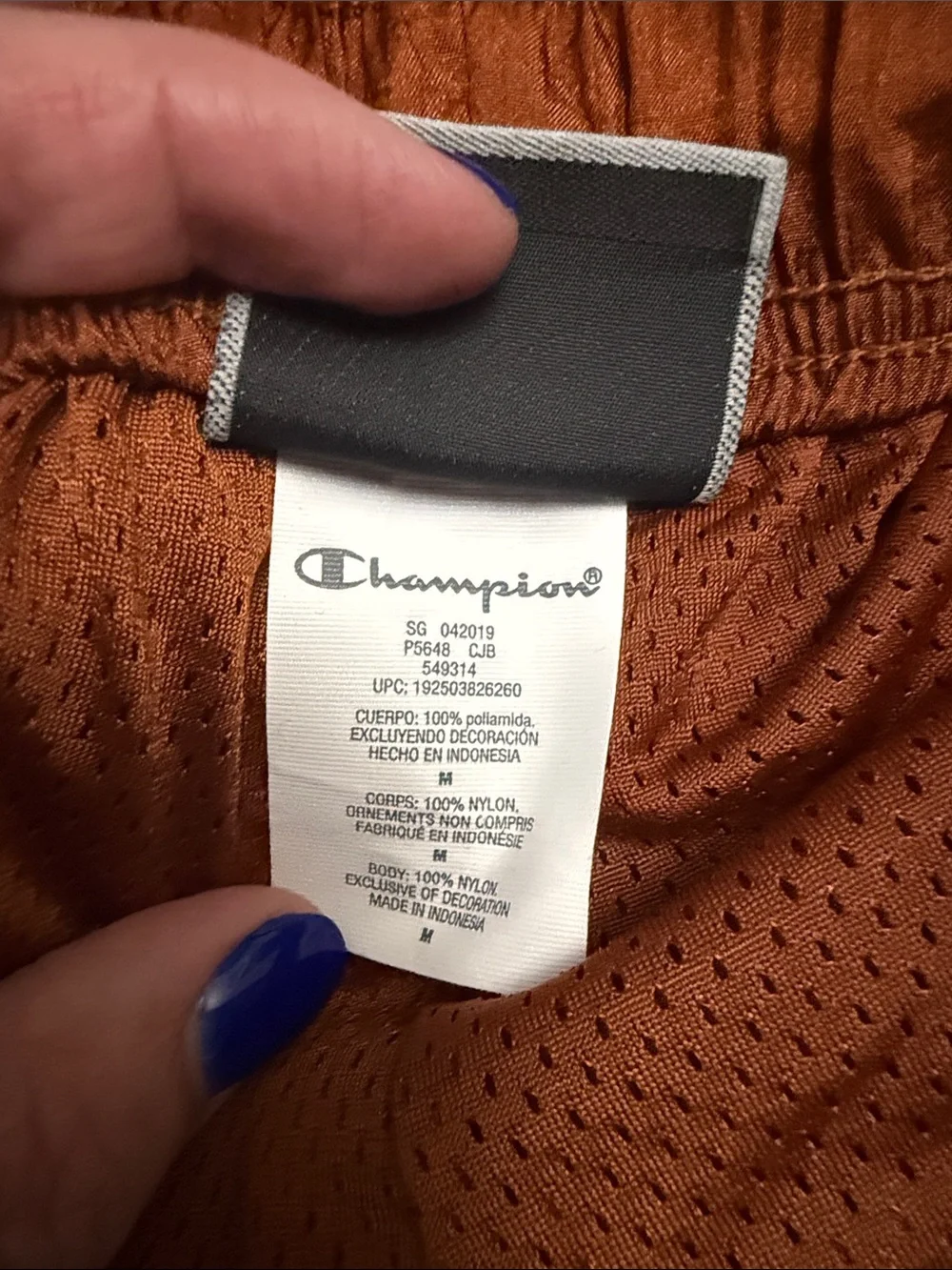 Champion P5648 Nylon Track Pants Men’s M Brown Pink Colorblock